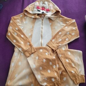 Cute deer onsie pajamas with flower crown adult size M/L